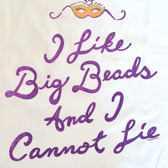 Mardi Gras Big Beads T-shirt White with Mask - Picture 2 of 3